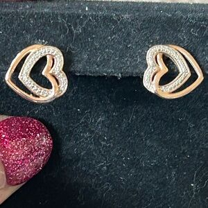 Elegant Heart-Shaped Gold and Silver Earrings